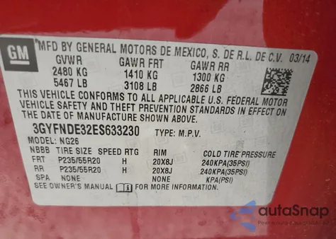 2014 Cadillac Srx Premium Collection from USA, damaged, VIN 3GYFNDE32ES633230